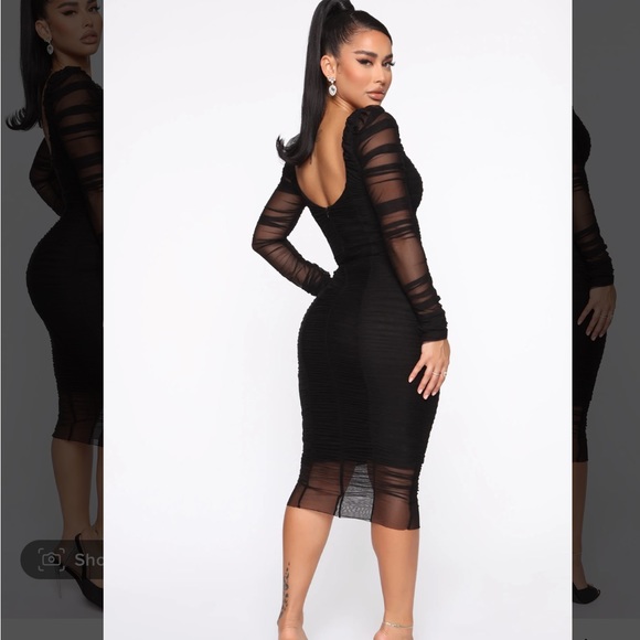 Black Ruched Dress - Picture 3 of 3